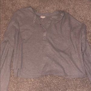 cropped grey sweater